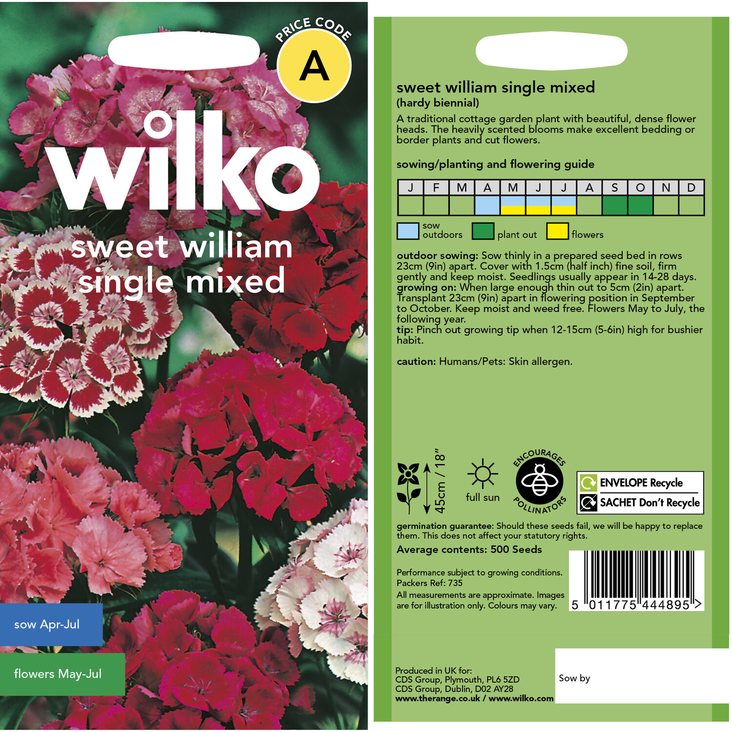 Wilko Mixed Single Sweet William Seeds Image 3