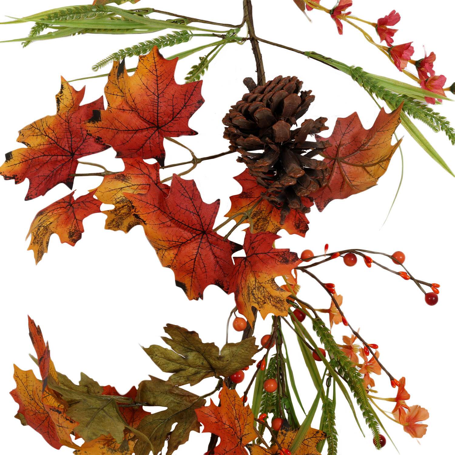 Autumnal Floral Large Pumpkin Garland - Orange Image 3