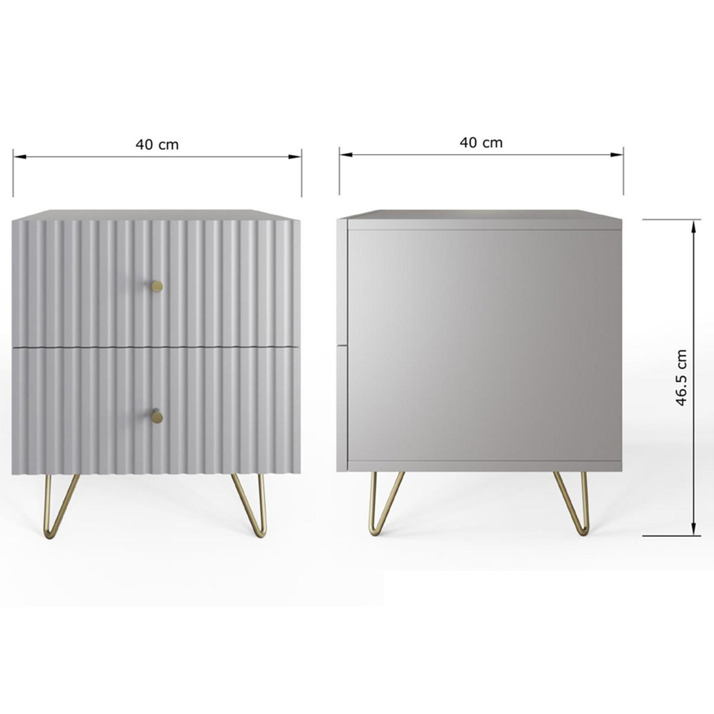 GFW Thalia 2 Drawer Grey Bedside Table Image 8