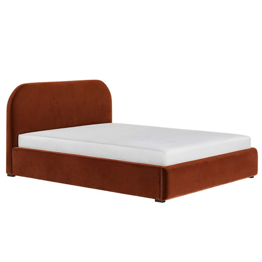 Flair Alba Double Burnt Orange Velvet Ottoman Bed Image 2