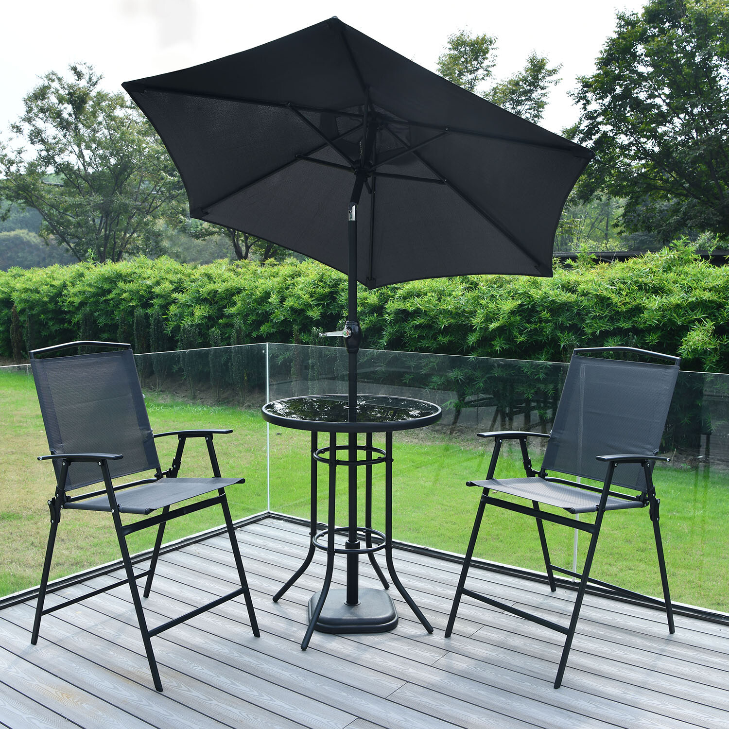 Outdoor Essentials Atlanta Folding Bar Set - Black Image 2