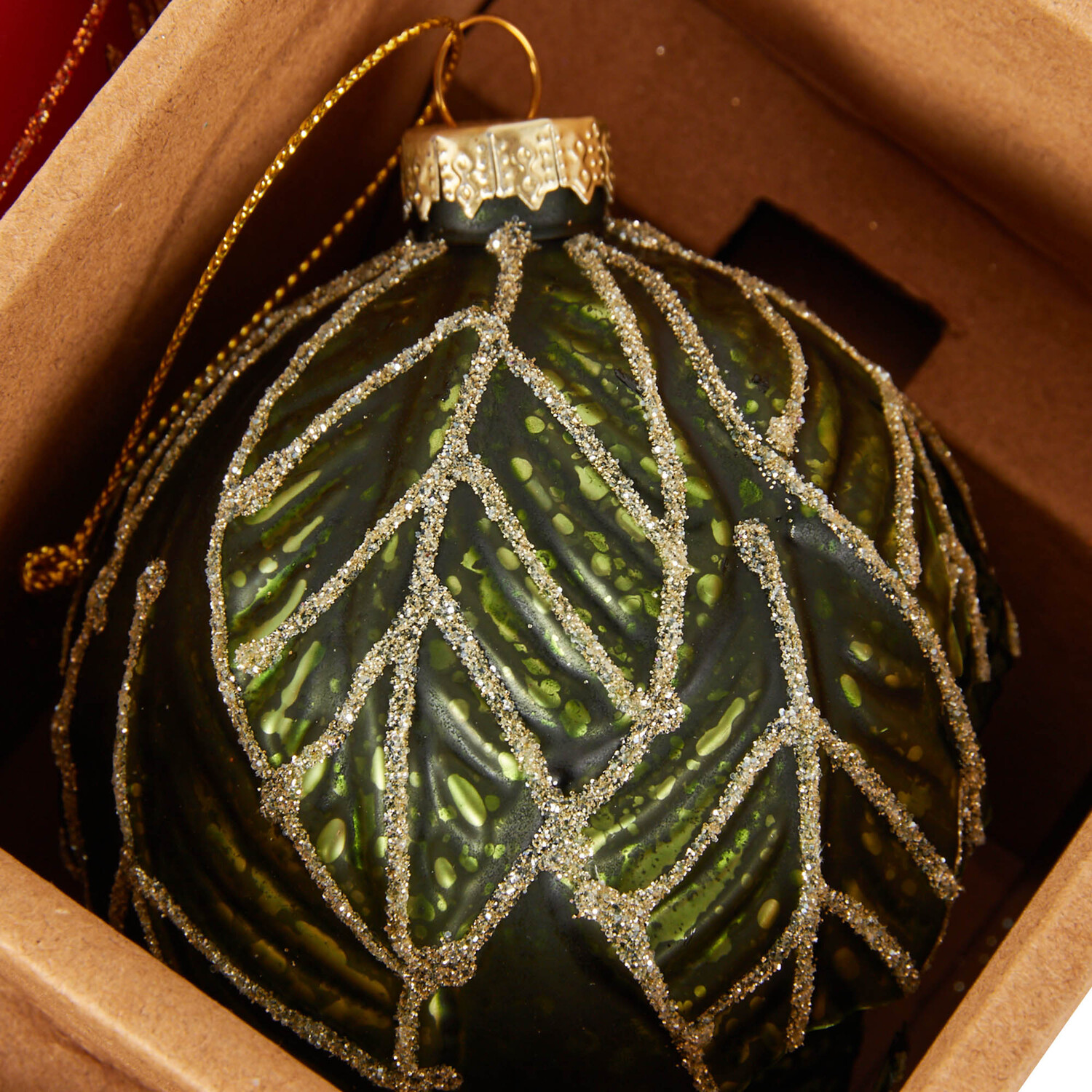 Set of 12 Amber Charm Baubles Glass Image 5