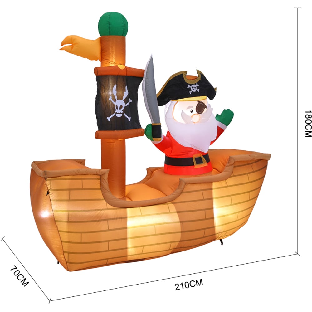 Living and Home Inflatable Pirate Santa Christmas Decoration 6ft Image 9