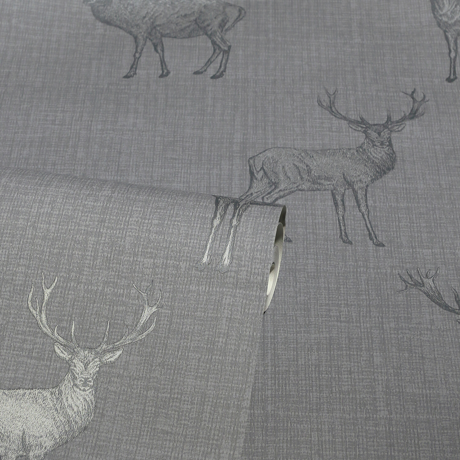 Heritage Stag Wallpaper - Grey and Silver Image 4