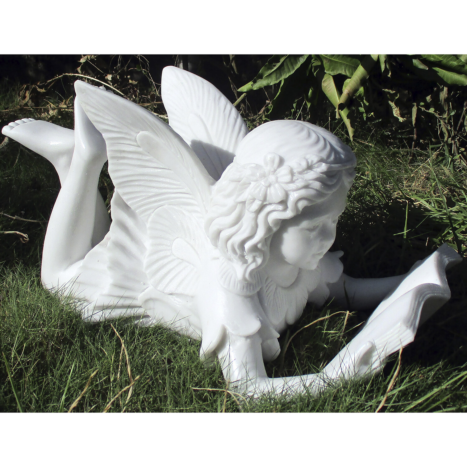 Enigma Fairy Reading Book Marble Garden Ornament Image 2
