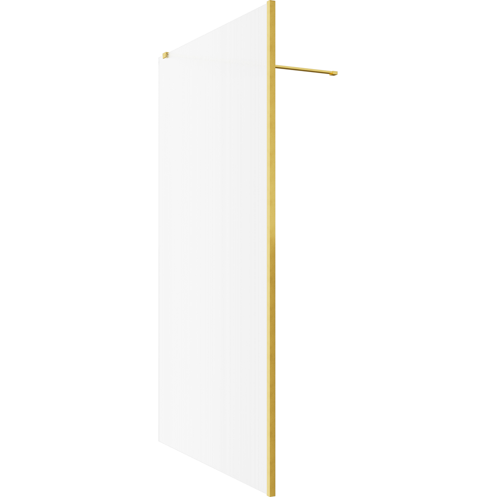 Bathstore Nero Fluted Glass Wetroom Shower Panel with Brushed Brass Profile and Front Arm 1000mm Image 3