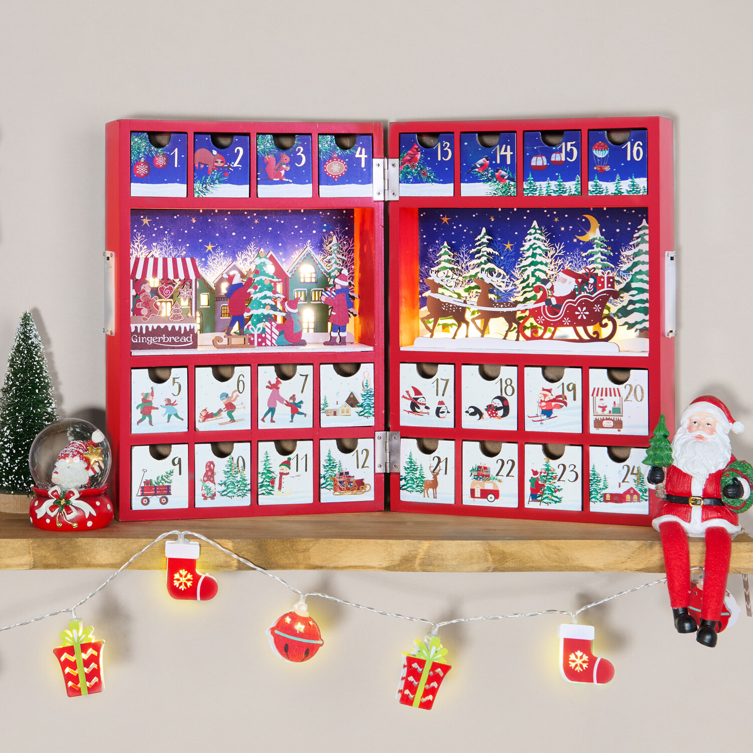 20 LED Christmas Themed String Lights Red Image 3