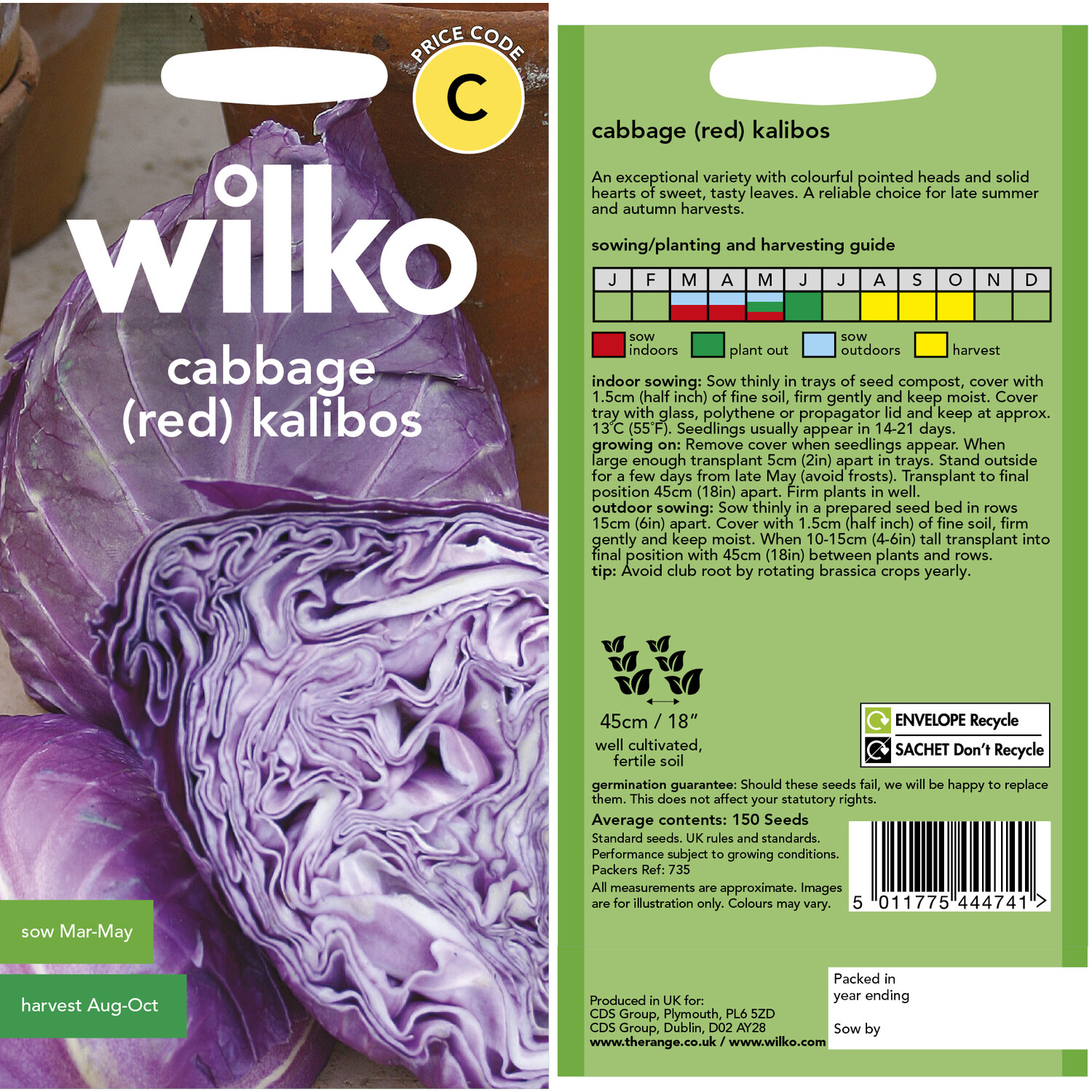 Wilko Cabbage Red Kalibos Seeds Image 3