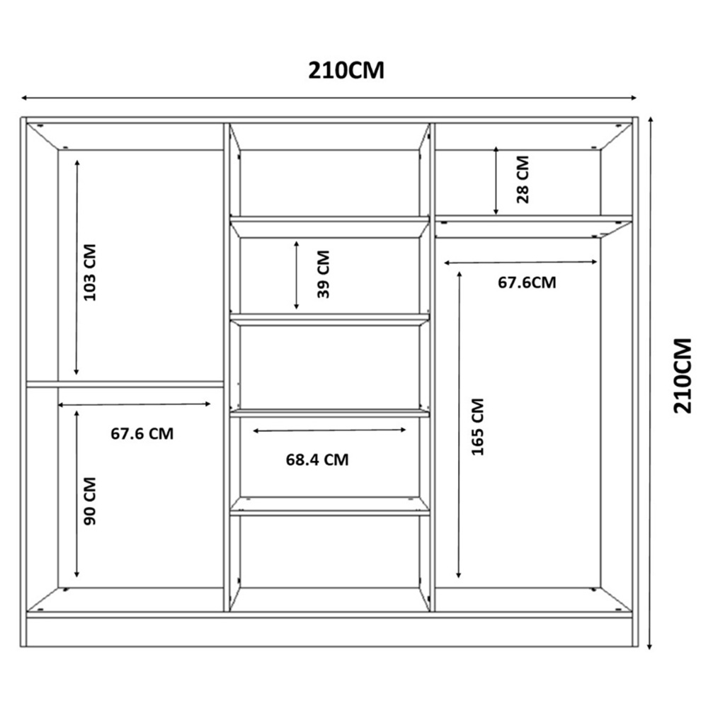Evu MARIE 6 Door 2 Drawer Gold and White XL Mirrored Wardrobe Image 7