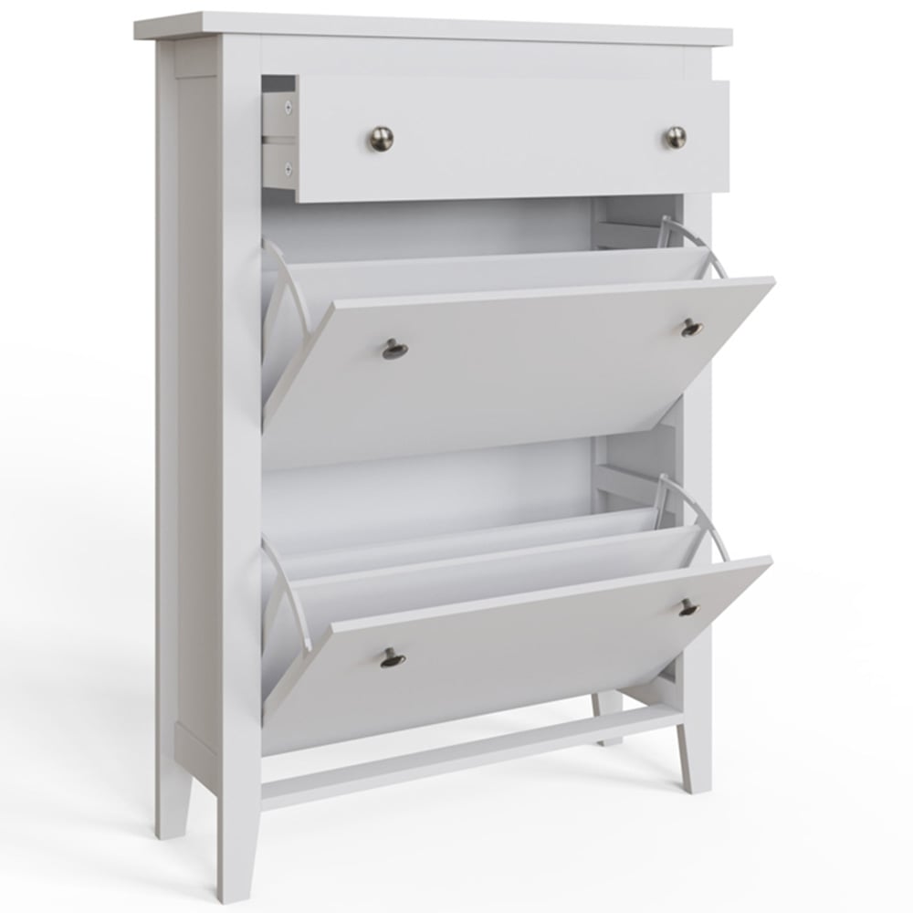 GFW Deluxe 2 Tier White Shoe Cabinet Image 3