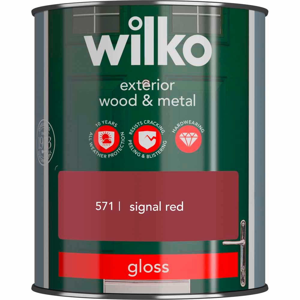 Wilko Wood & Metal Signal Red Gloss Paint 750ml Image 2