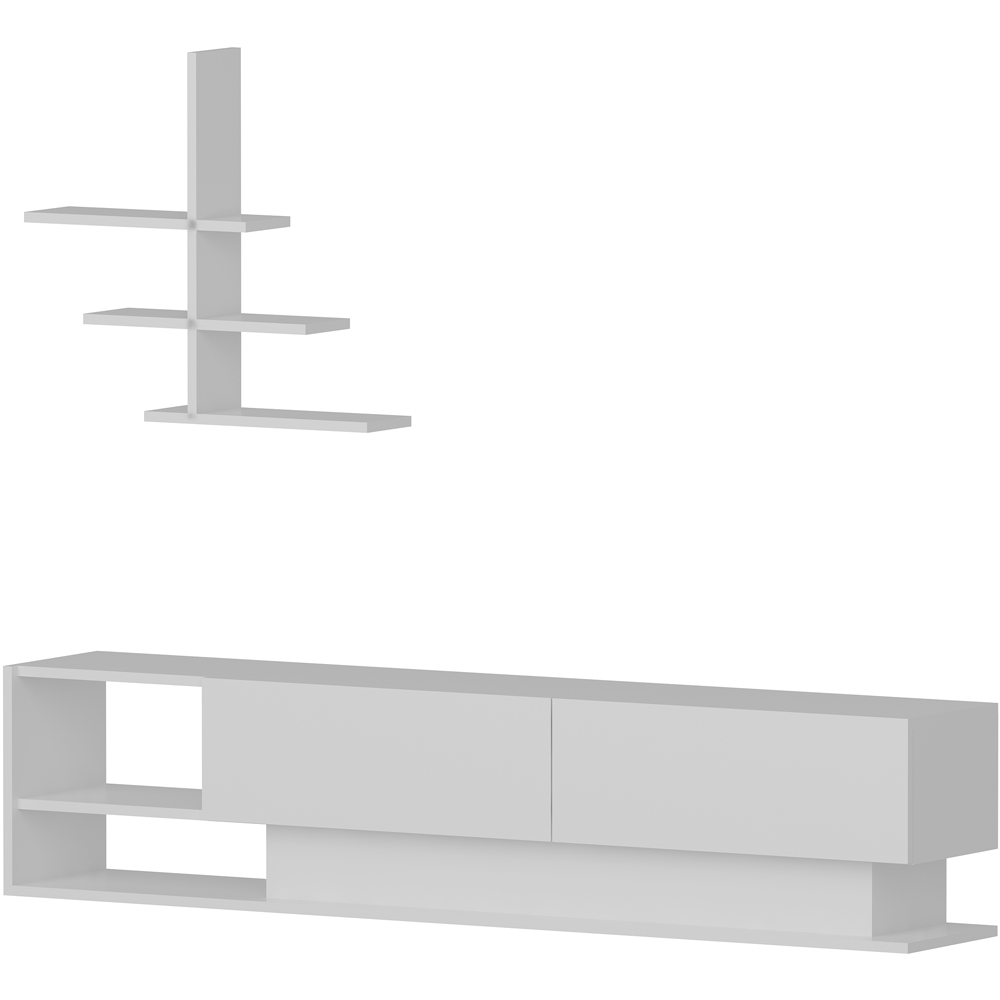 Decorotika Liza 2 Door 2 Shelf White TV Unit with Wall Shelf Image 7