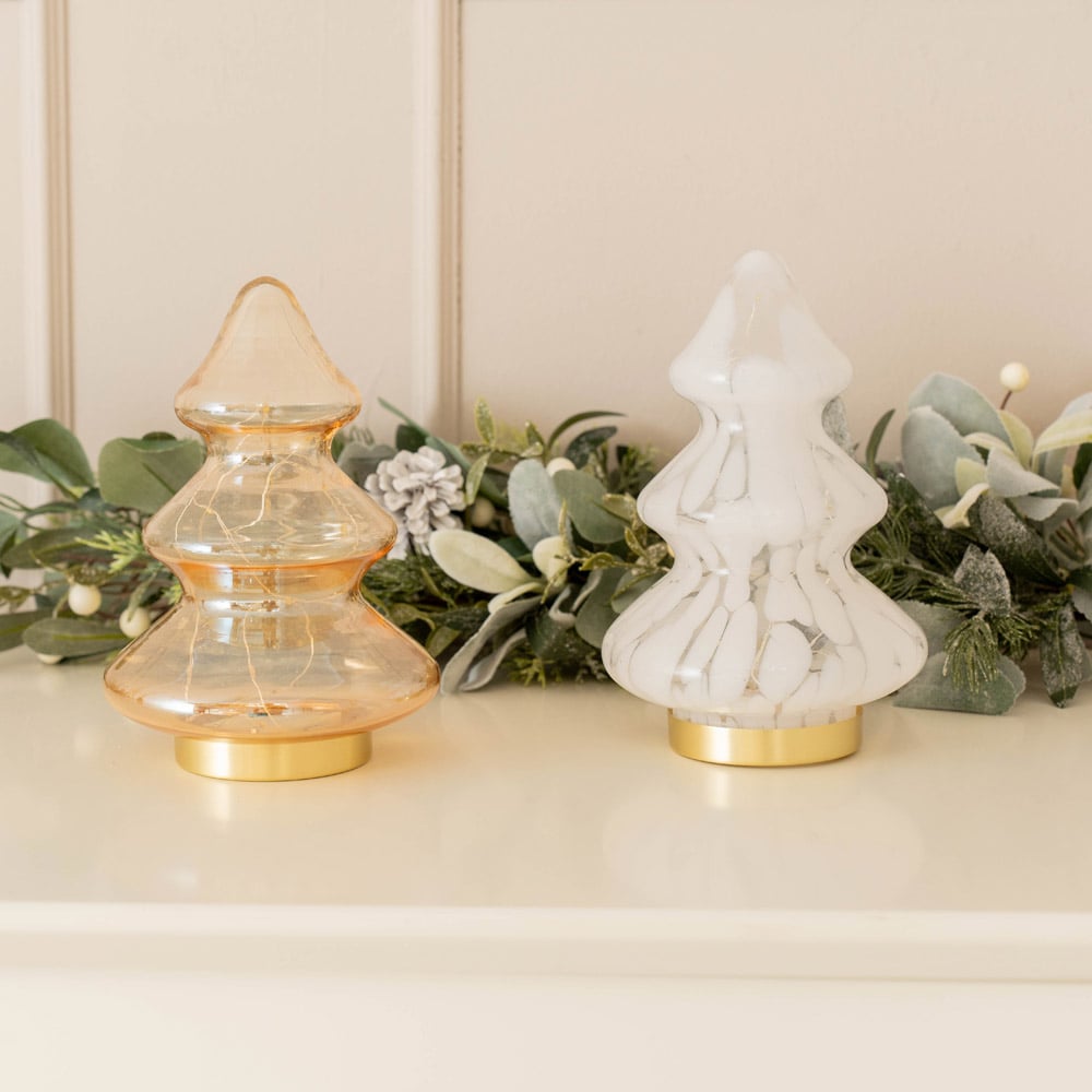 ValueLights Amber Glass LED Lit Christmas Tree Decoration Image 6