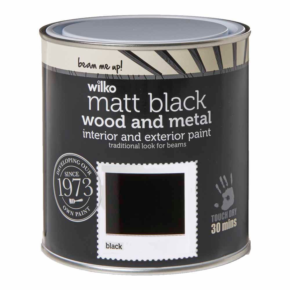Wilko Interior and Exterior Wood and Metal Black Paint 1L Image 2