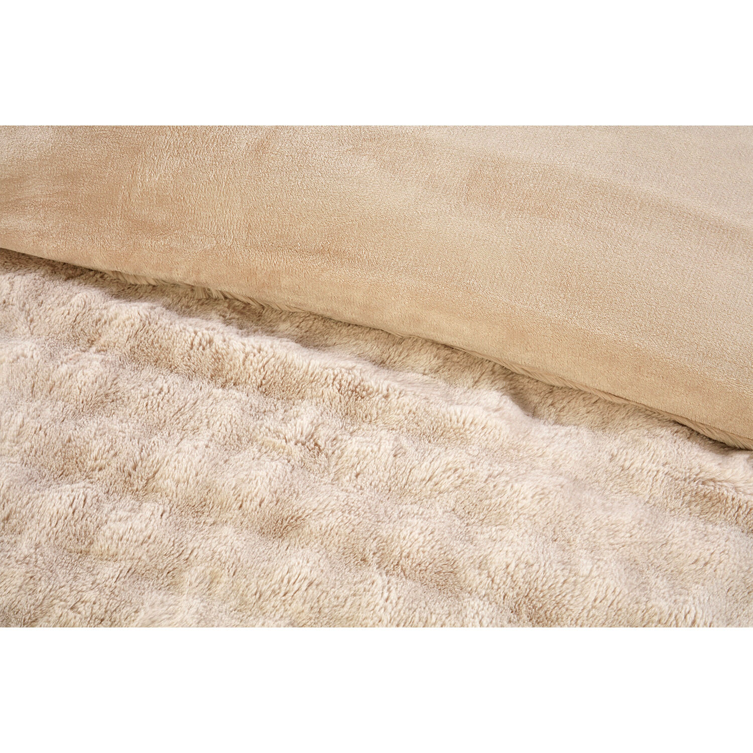 Aurora Faux Fur Duvet Set - Champagne / Double Image 3
