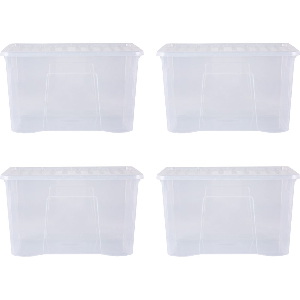 Wham 102L Clear Underbed Crystal Storage Box with Lid 4 Pack Image 1