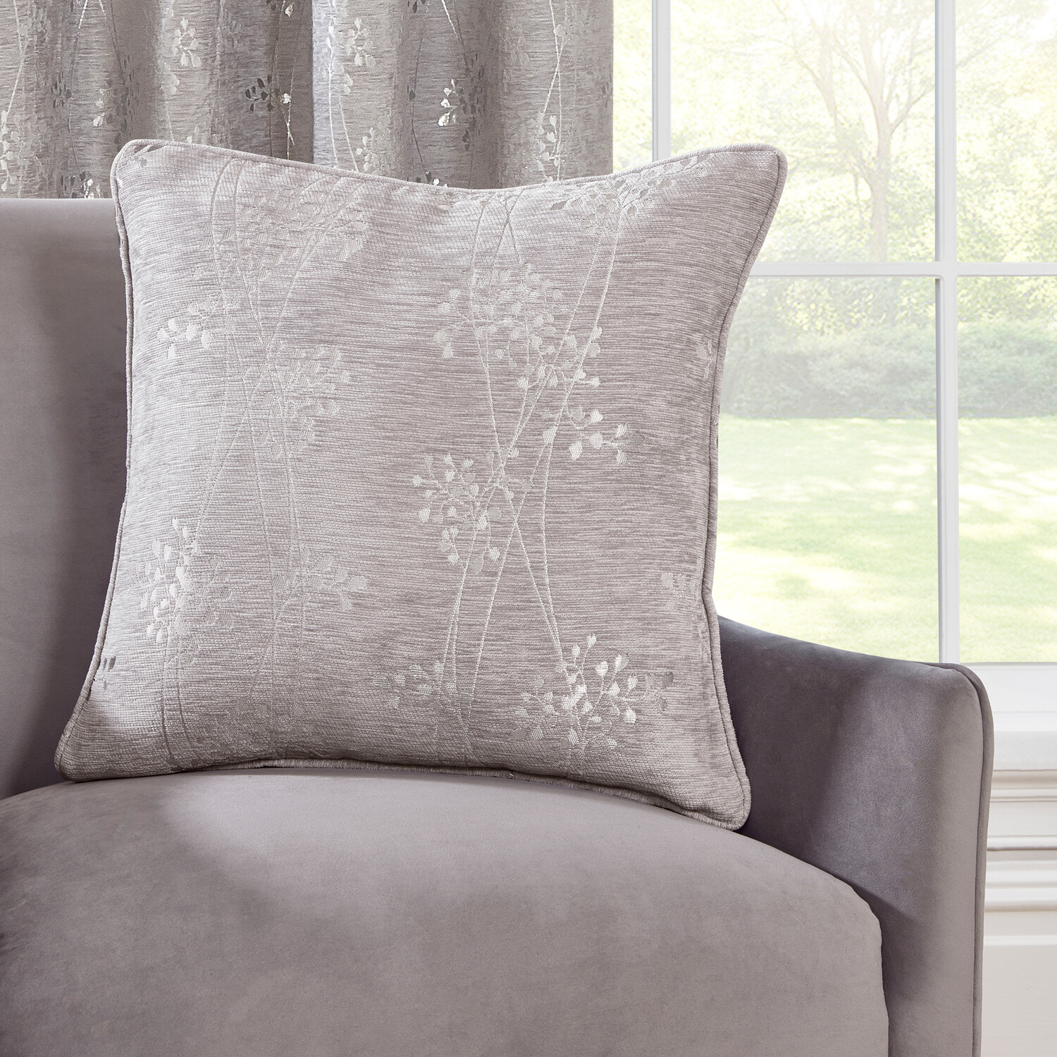 Grace Chenille Cushion Grey Image 2