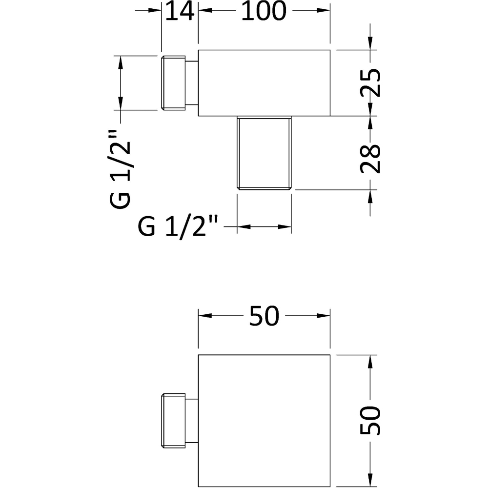 nuie Chrome Square Outlet Elbow Image 2