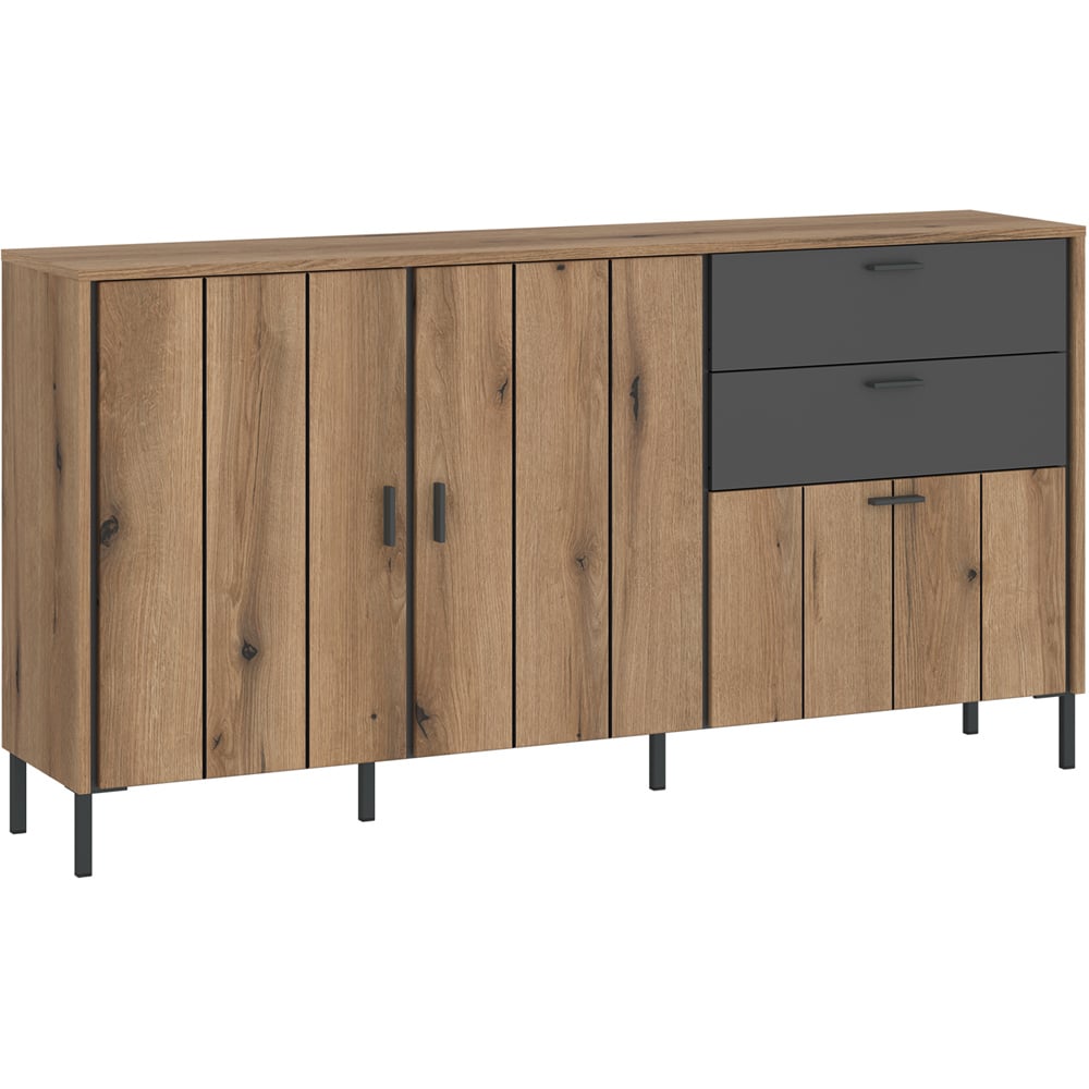 Furniture To Go Arundel 3 Door 2 Drawer Single Shelf Oak Sideboard Image 2