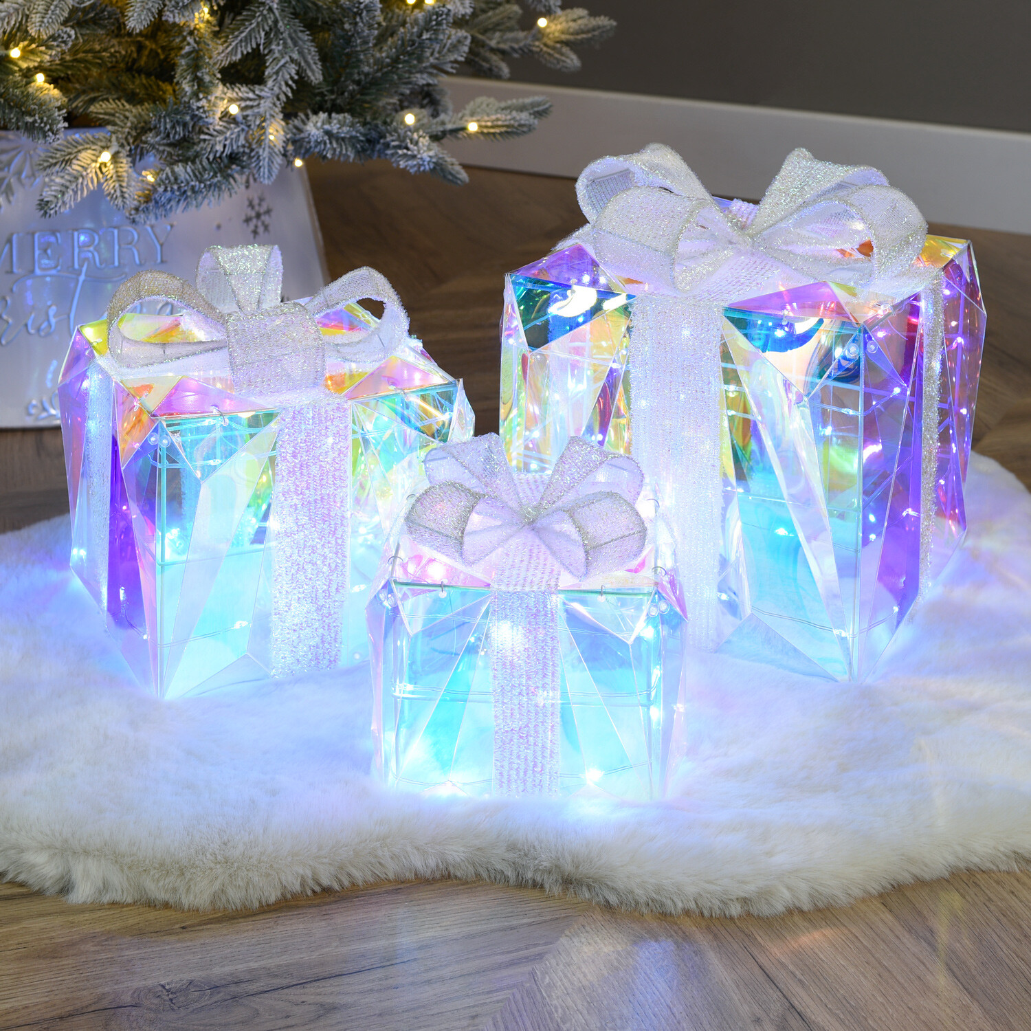 Set of 3 LED Iridescent Presents Image 2