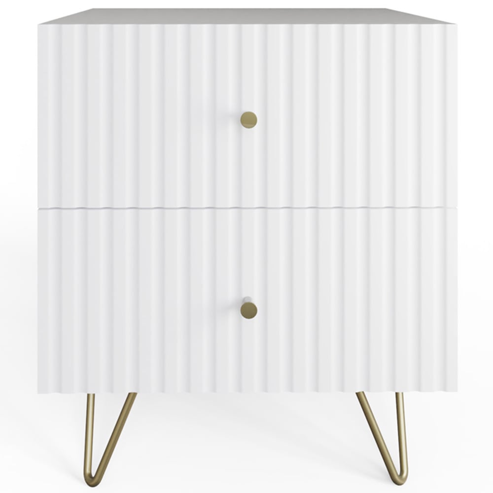 GFW Thalia 2 Drawer White Bedside Table Set of 2 Image 7