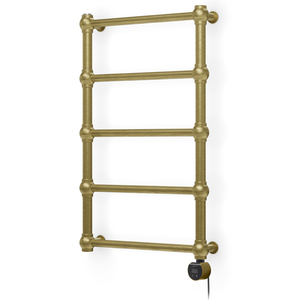 Terma Retro Brushed Brass Electric Towel Rail with VEO Element Controller 800 x 504mm Image 3