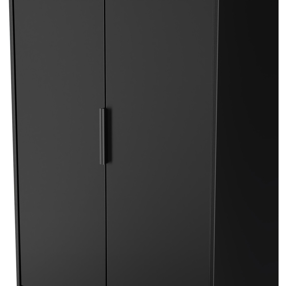 Crowndale Hong Kong 2 Door 2 Drawer Matt Black Tall Wardrobe Ready Assembled Image 7