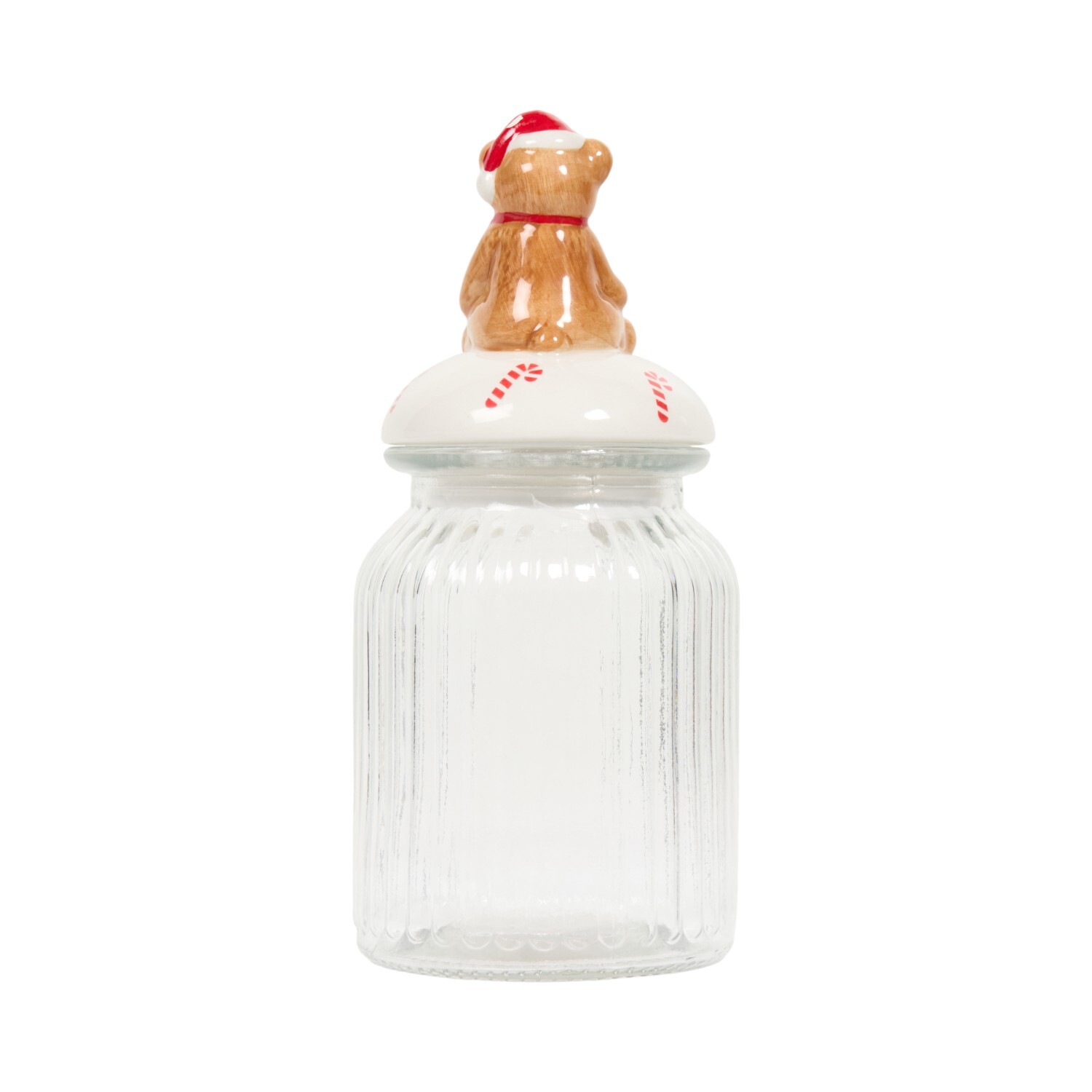 Glass Storage Jar with Teddy Bear Lid Clear Image 3