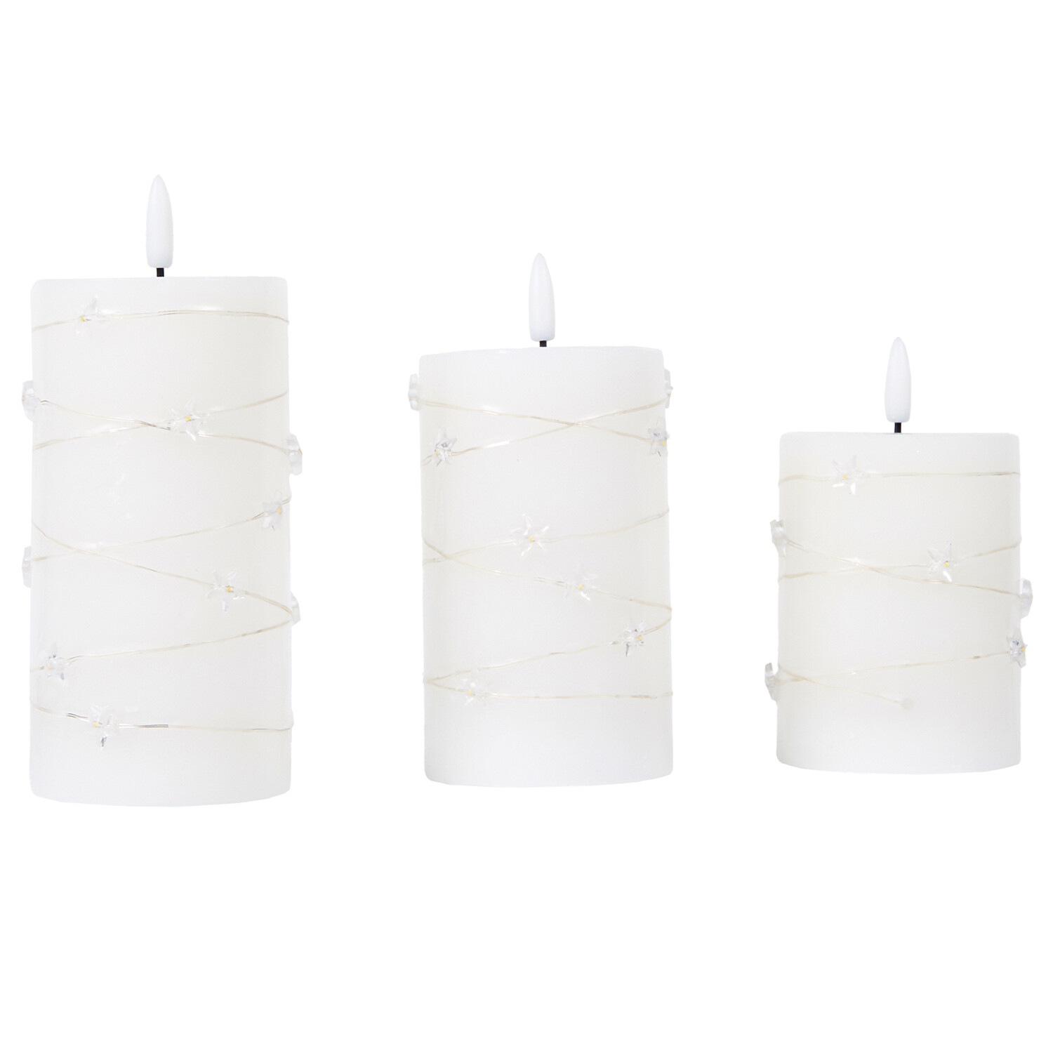 Pack of 3 Star LED Candles White Image 3