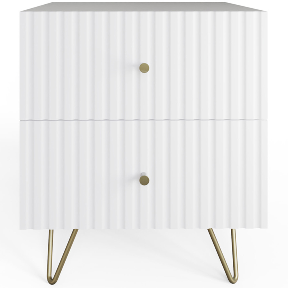 GFW Thalia 2 Drawer White Bedside Table Image 3