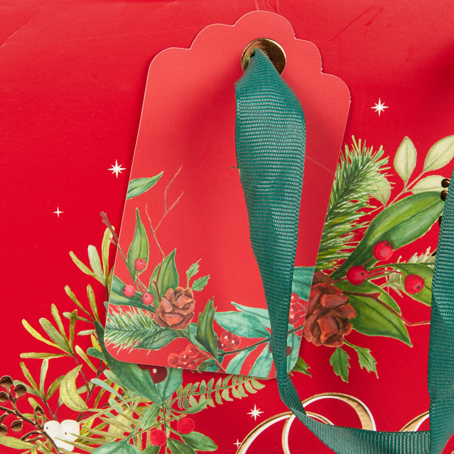 Wreath Merry Christmas Giftbag Large - Red Image 3