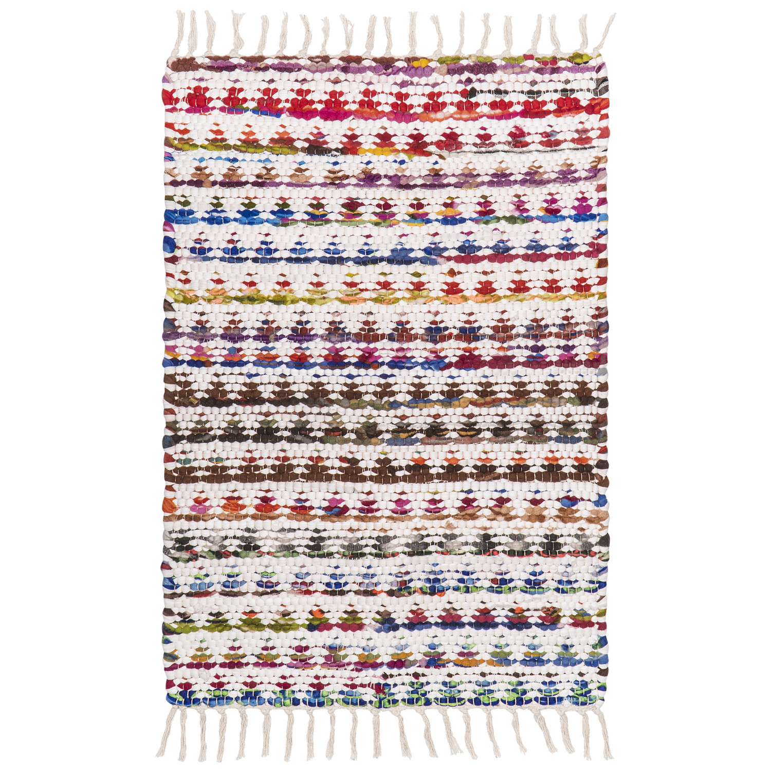 Chindi Geometric Tassel Trim Rug Multicolour Image
