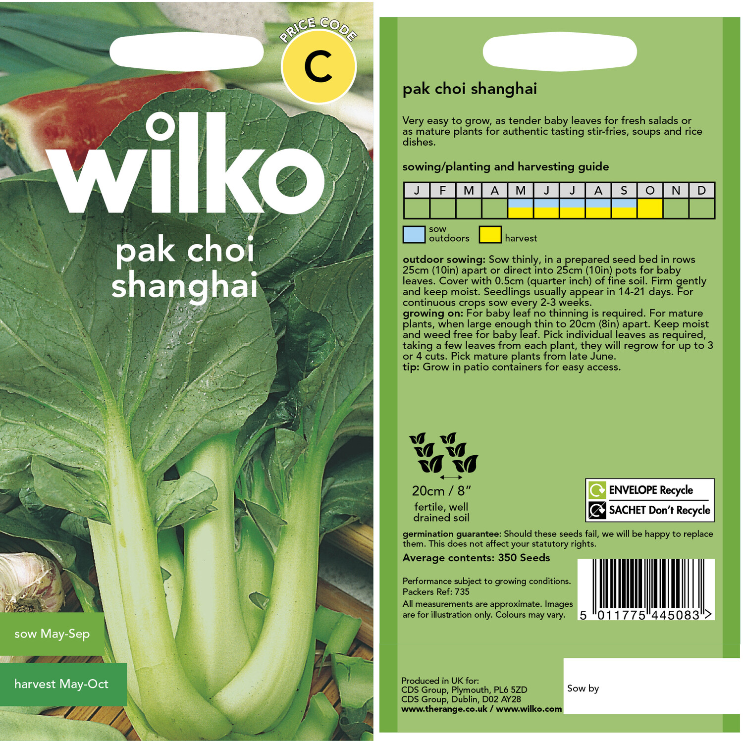 Wilko Shanghai Pak Choi Seeds Image 3