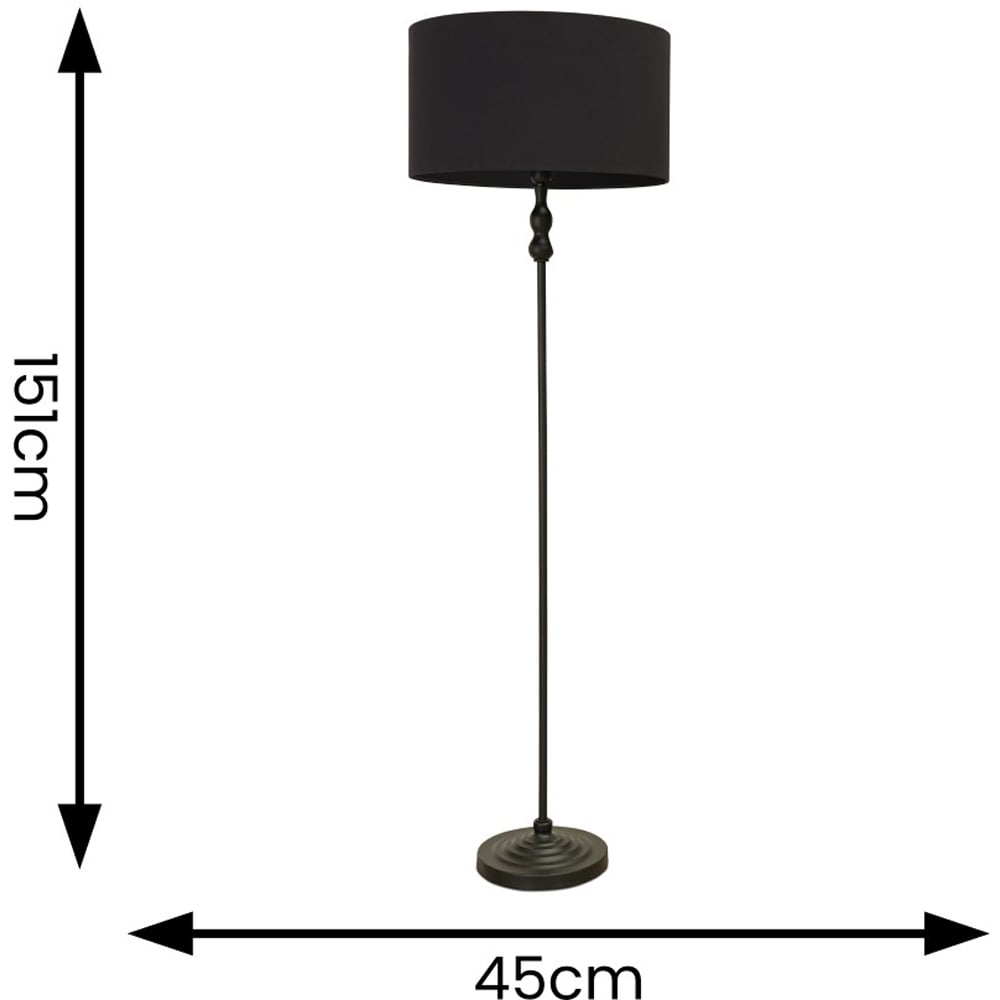 ValueLights Maggie Black Fabric Shade Black Metal Candlestick Floor Lamp Image 6