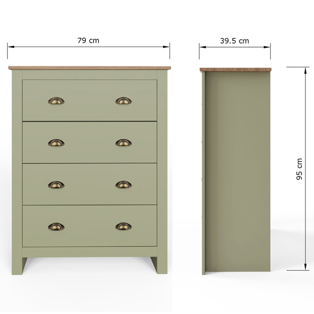 GFW Lancaster Sage Green 4 Piece Bedroom Furniture Set Image 8