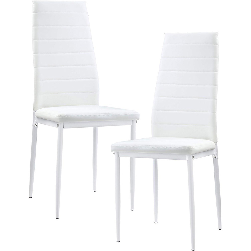 Kosy Koala 6 Seater Wooden Faux Leather Dining Set White Image 2