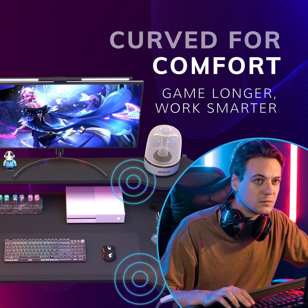 House of Home Carbon Fibre Top Computer Gaming Desk with Monitor Stand Black Image 5