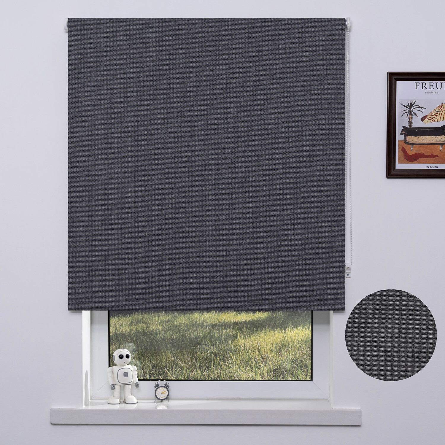 Trends Jute Textured Blackout Blind - Dark Grey / 60cm Image 2