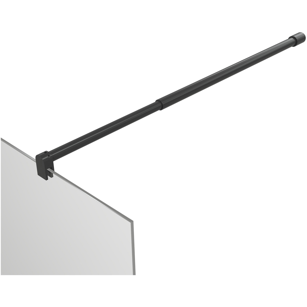 Bathstore Nero Glass Wetroom Shower Panel with Matt Black Profile and Front Bar 1000mm Image 5