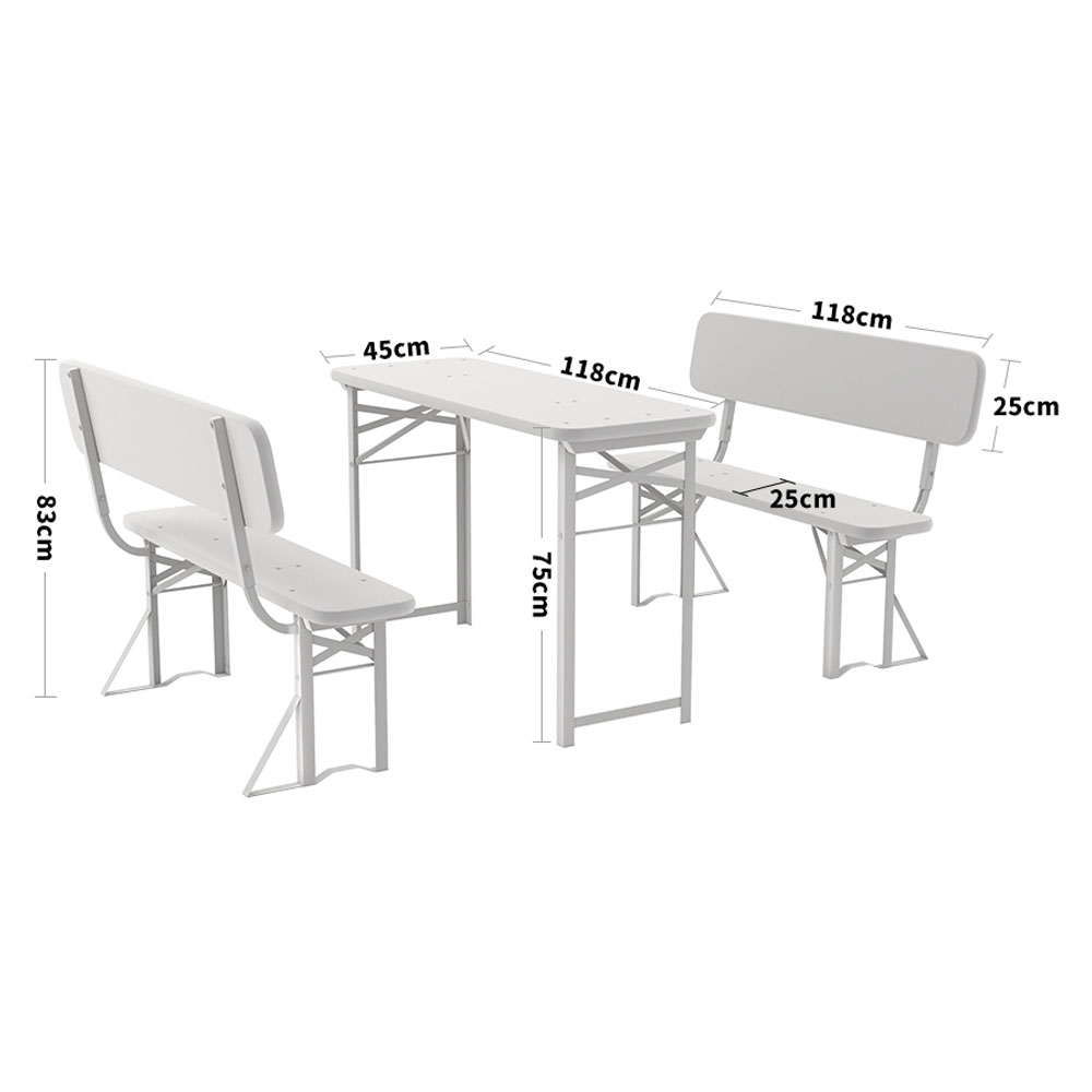 Living and Home 2 Seater Rustic Wooden Folding Table Set Brown Image 8