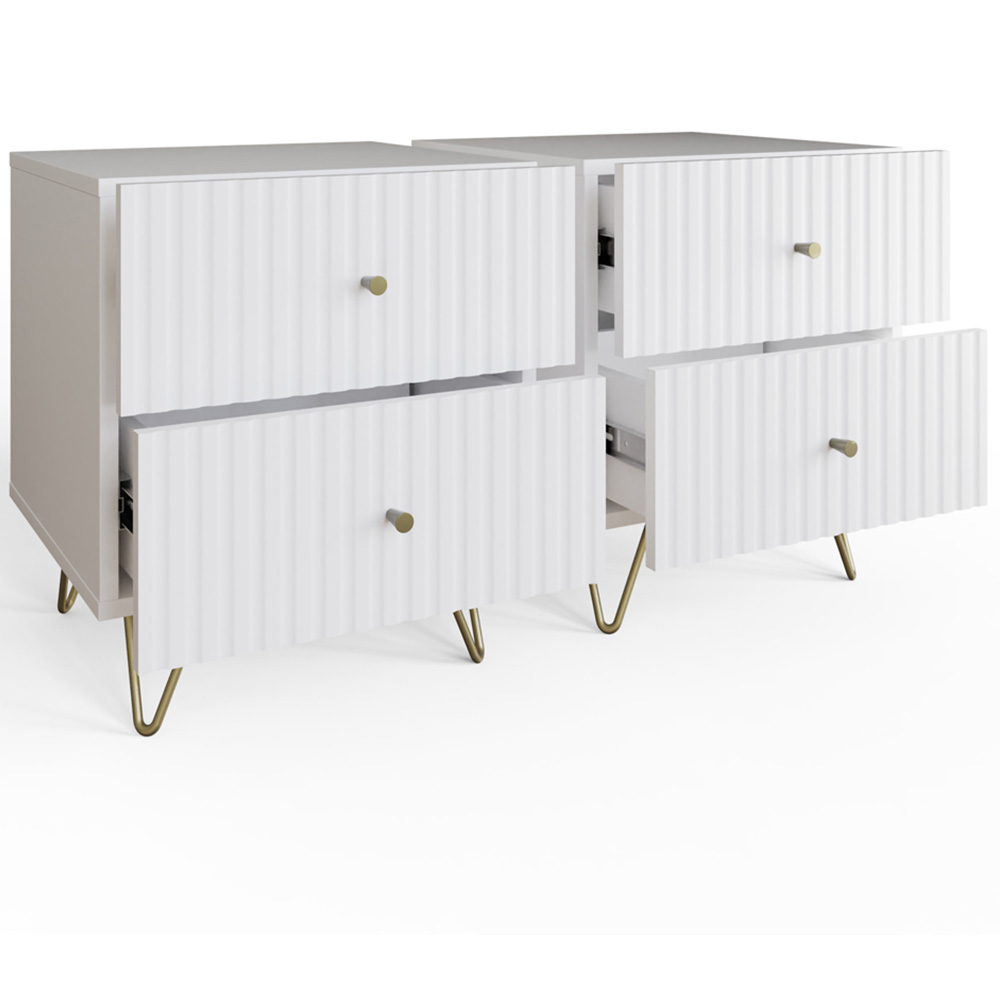 GFW Thalia 2 Drawer White Bedside Table Set of 2 Image 4