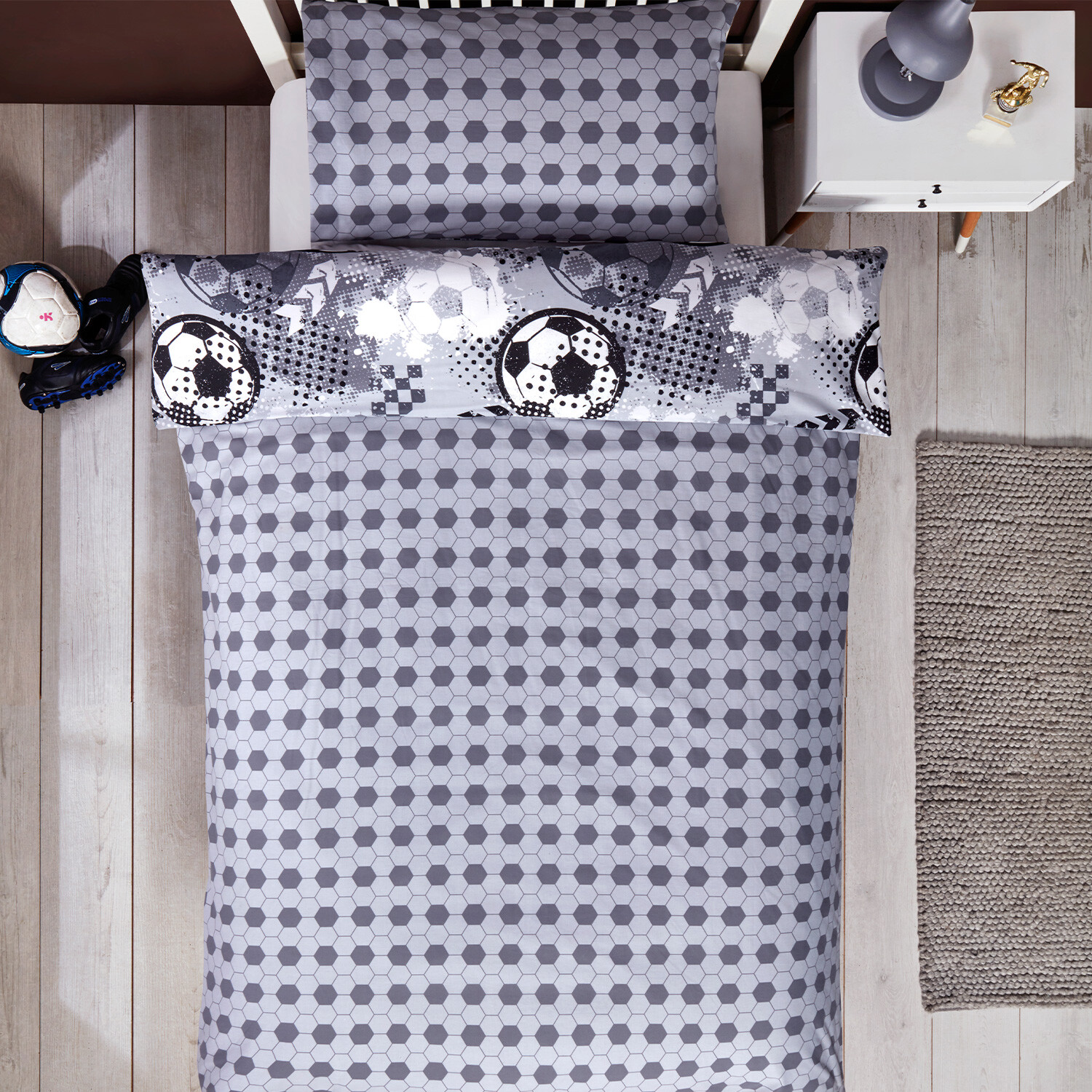 Football Single Grey Duvet Cover Set Image 5