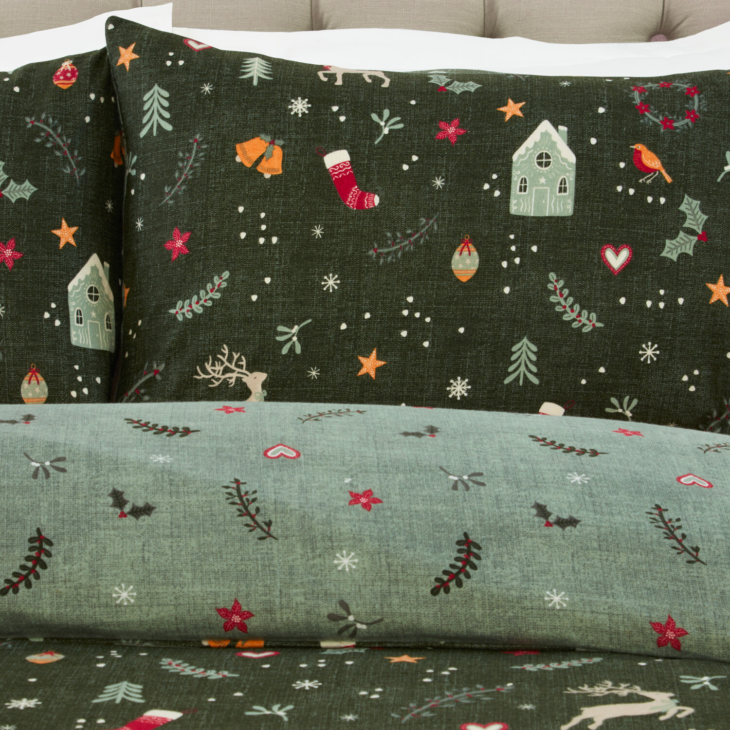 Winter Wishes Duvet Set Green King Image 3