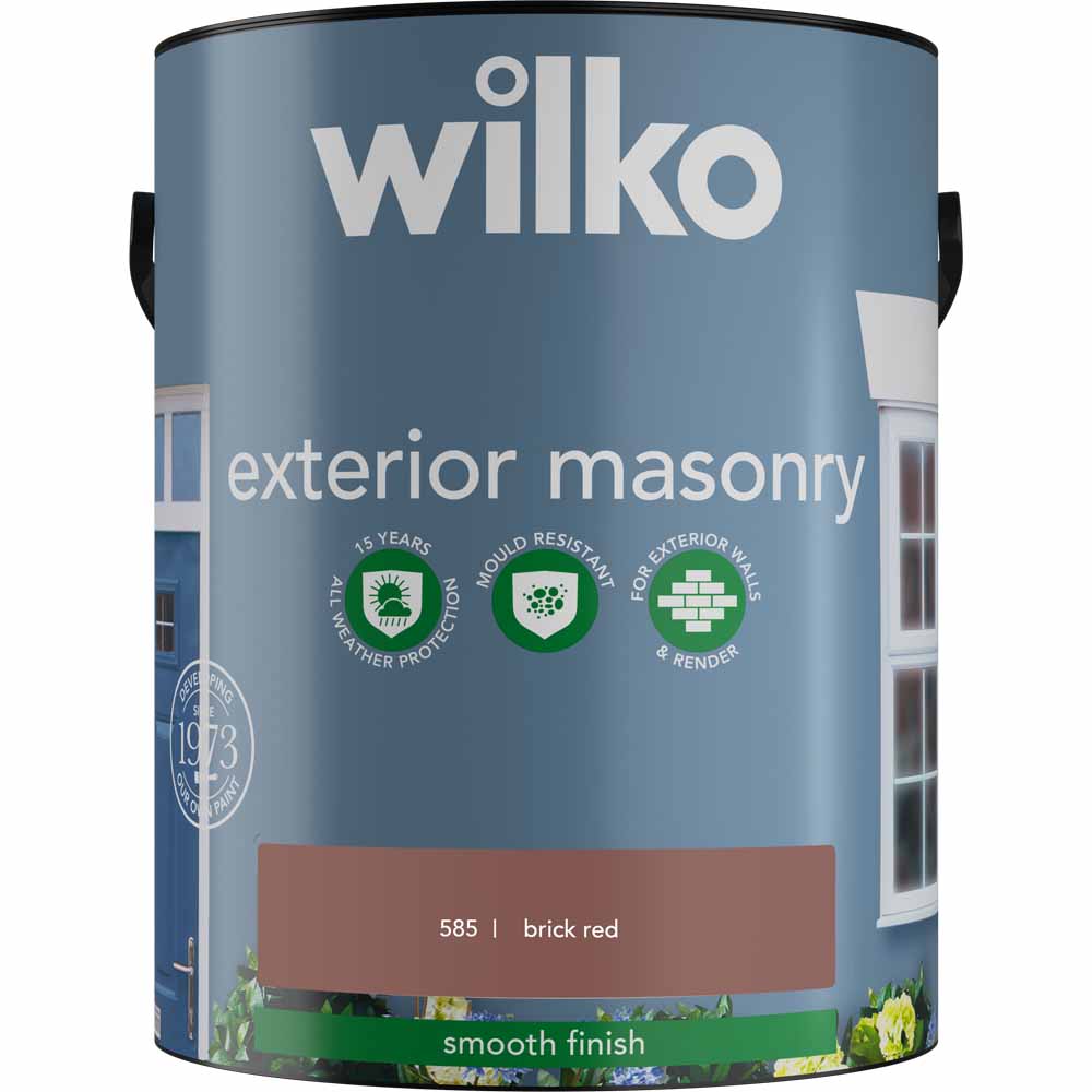 Wilko Brick Red Smooth Masonry Paint 5L Image 2