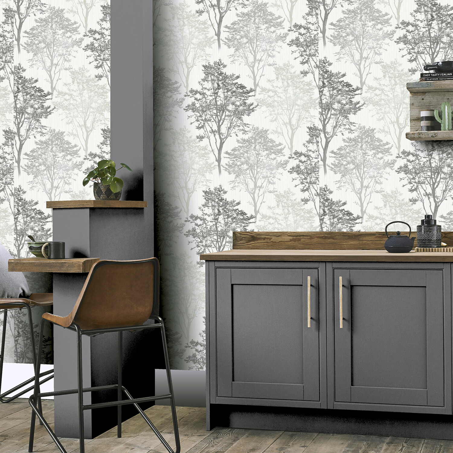 Wildwood Textured Wallpaper - Monochrome Image 4