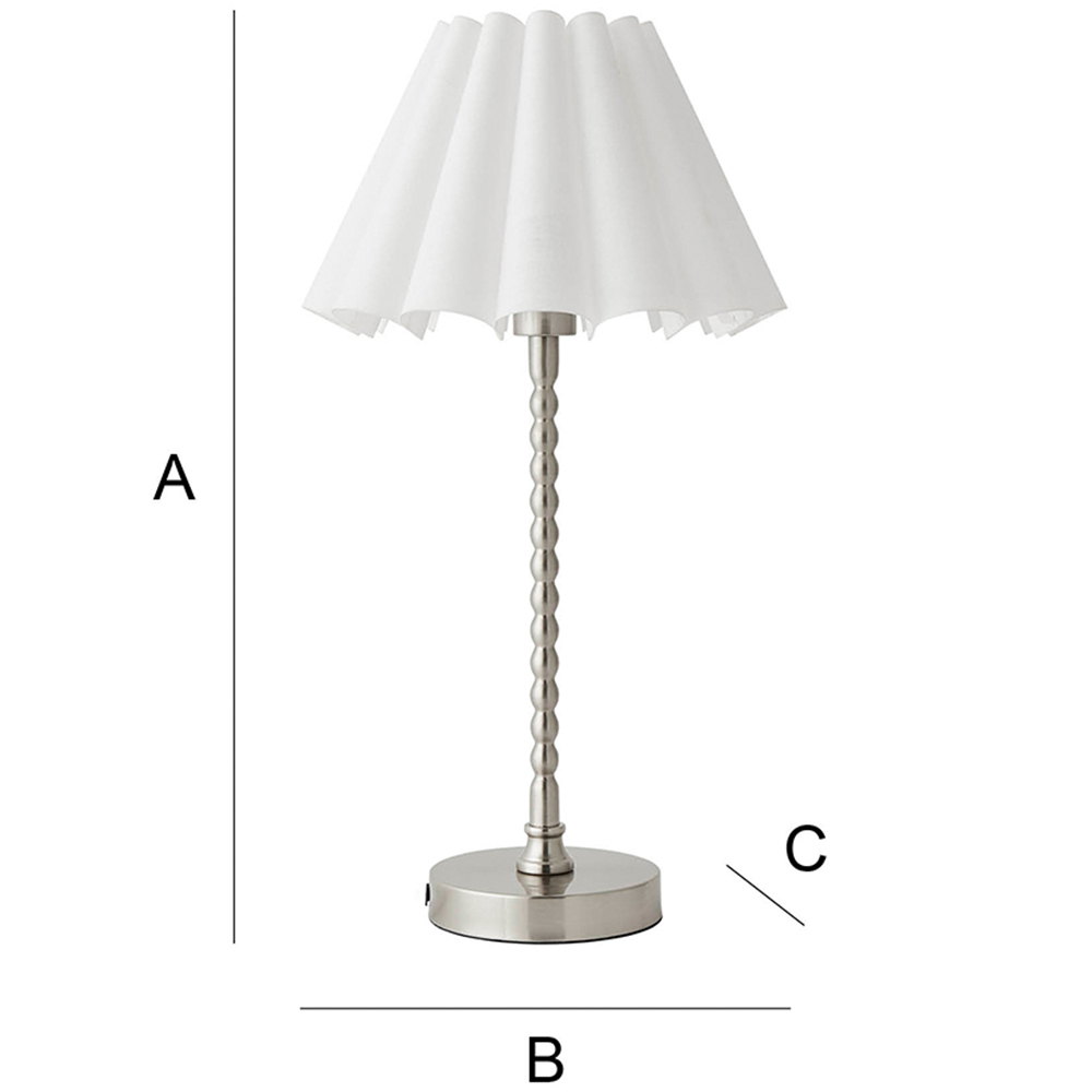ValueLights Maeve White and Chrome Scallop Pleated Tapered Shade Bobbin Bobble Table Lamp and Bulb Image 7