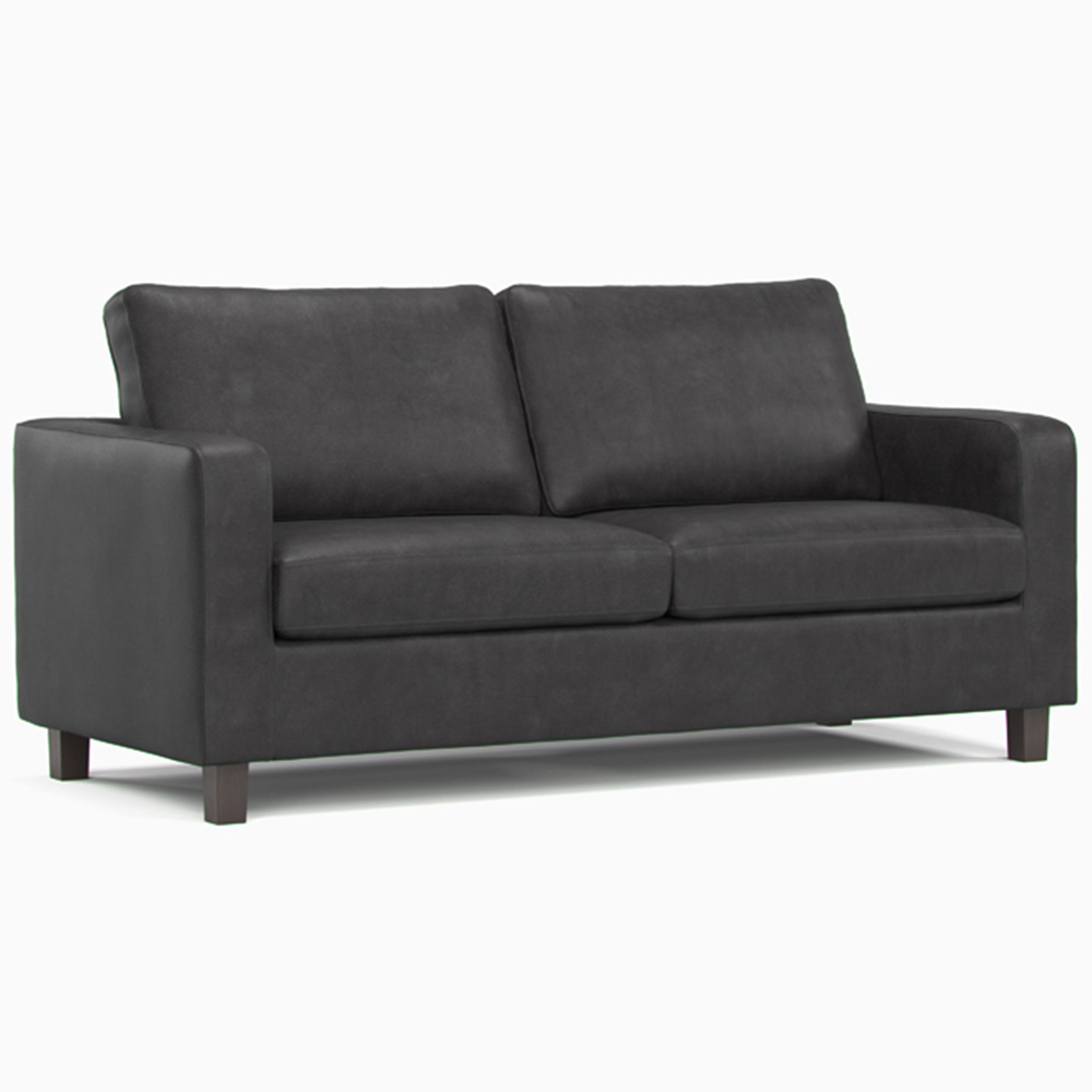 Monroe 3 Seater Black PU Leather Sofa Image 2