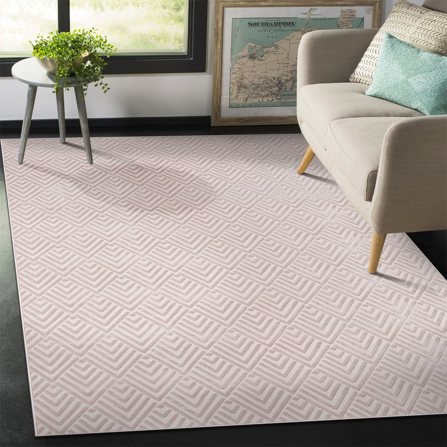 Gloria Lux Geo Rug - Neutral / 140cm Image 2