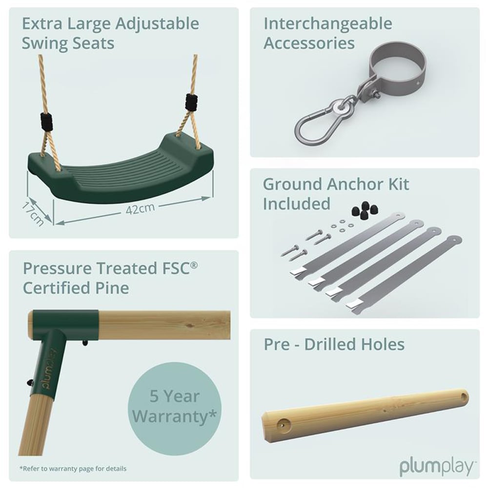 Plum Play Green Wooden Double Swing and Glider Set Image 4