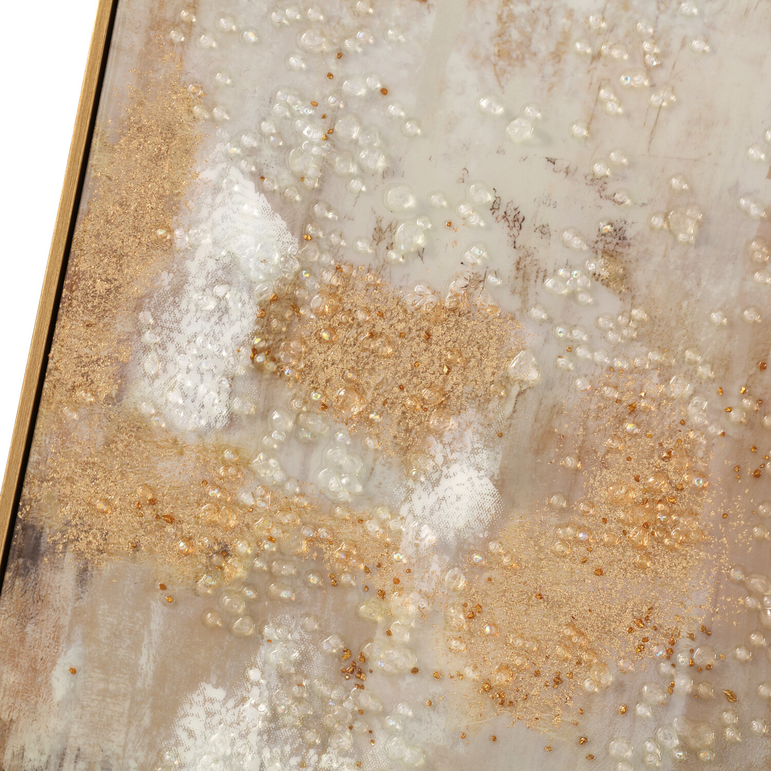 Set of 3 Bronzite Foiled Jewelled Art Beige Image 3